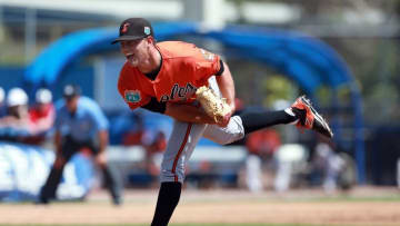 Mar 15, 2016; Dunedin, FL, USA; Baltimore Orioles relief pitcher Tyler Wilson (63) throws a pitch during the third inning against the Toronto Blue Jays at Florida Auto Exchange Park. Mandatory Credit: Kim Klement-USA TODAY Sports