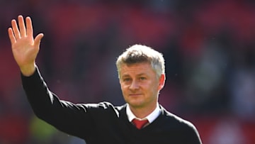 MANCHESTER, ENGLAND - MAY 12: United manager Ole Gunnar Solskjaer waves to the crowd after the Premier League match between Manchester United and Cardiff City at Old Trafford on May 12, 2019 in Manchester, United Kingdom. (Photo by Stu Forster/Getty Images)