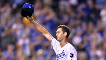 Kansas City Royals starting pitcher Eric Skoglund acknowledges the cheers of the crowd as he is relieved in the sixth inning after making his major league debut (John Sleezer/Kansas City Star/TNS via Getty Images)
