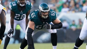 Sep 25, 2016; Philadelphia, PA, USA; Philadelphia Eagles tackle Lane Johnson (65) in action against the Pittsburgh Steelers at Lincoln Financial Field. The Philadelphia Eagles won 34-3. Mandatory Credit: Bill Streicher-USA TODAY Sports