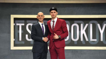 Adam Silver Brooklyn Nets Dzanan Musa. Mandatory Copyright Notice: Copyright 2018 NBAE (Photo by Jesse D. Garrabrant/NBAE via Getty Images)