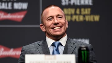 LAS VEGAS, NV - OCTOBER 06: Former UFC welterweight champion Georges St-Pierre interacts with fans and media during the UFC 217 news conference inside T-Mobile Arena on October 6, 2017 in Las Vegas, Nevada. (Photo by Brandon Magnus/Zuffa LLC/Zuffa LLC via Getty Images)