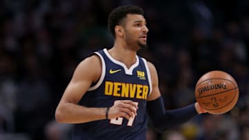 DENVER, CO - NOVEMBER 05: Jamal Murray #27 of the Denver Nuggets plays the Boston Celtics at the Pepsi Center on November 5, 2018 in Denver, Colorado. NOTE TO USER: User expressly acknowledges and agrees that, by downloading and or using this photograph, User is consenting to the terms and conditions of the Getty Images License Agreement. (Photo by Matthew Stockman/Getty Images)