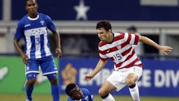 USA defender Michael Parkhurst (15) during the second half of the game at Cowboys Stadium. USA won 3-1. (Tim Heitman, USA TODAY Sports)