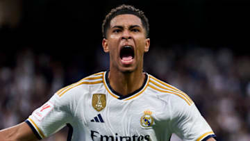 MADRID, SPAIN - SEPTEMBER 02: Jude Bellingham of Real Madrid CF celebrates after scoring his team's second goal during the LaLiga EA Sports match between Real Madrid CF and Getafe CF at Estadio Santiago Bernabeu on September 02, 2023 in Madrid, Spain. (Photo by Diego Souto/Quality Sport Images/Getty Images)