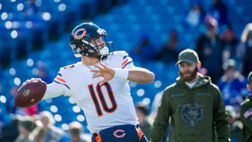 ORCHARD PARK, NY - NOVEMBER 04: Mitchell Trubisky #10 of the Chicago Bears warms up before the game against the Buffalo Bills at New Era Field on November 4, 2018 in Orchard Park, New York. (Photo by Brett Carlsen/Getty Images)