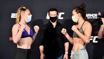 Kay Hansen and Jinh Yu Frey face off (Photo by Chris Unger/Zuffa LLC via Getty Images)