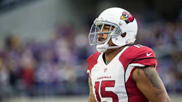 Nov 20, 2016; Minneapolis, MN, USA; Arizona Cardinals wide receiver Michael Floyd (15) against the Minnesota Vikings at U.S. Bank Stadium. The Vikings defeated the Cardinals 30-24. Mandatory Credit: Brace Hemmelgarn-USA TODAY Sports