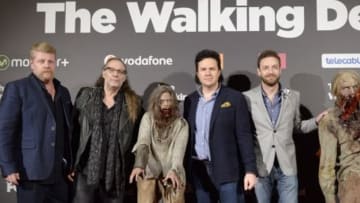 MADRID, SPAIN - FEBRUARY 23: (L-R) Michael Cudlitz, Greg Nicotero, Josh McDermitt and Ross Marquand attend the 'The Walking Dead' fan event at Callao Cinema on February 23, 2016 in Madrid, Spain. (Photo by Fotonoticias/Getty Images)