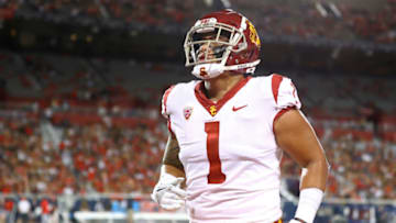 Sep 29, 2018; Tucson, AZ, USA; Southern California Trojans linebacker Palaie Gaoteote IV (1) against the Arizona Wildcats at Arizona Stadium. Mandatory Credit: Mark J. Rebilas-USA TODAY Sports
