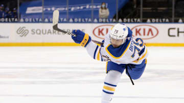 NEW YORK, NEW YORK - MARCH 02: Jacob Bryson #78 of the Buffalo Sabres skates against the New York Rangers at Madison Square Garden on March 02, 2021 in New York City. The Rangers defeated the Sabres 3-2. (Photo by Bruce Bennett/Getty Images)