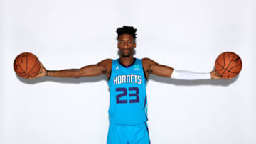 CHARLOTTE, NORTH CAROLINA - SEPTEMBER 30: Kobi Simmons #23 of the Charlotte Hornets poses for a portrait during Charlotte Hornets Media Day at Spectrum Center on September 30, 2019 in Charlotte, North Carolina. NOTE TO USER: User expressly acknowledges and agrees that, by downloading and or using this photograph, User is consenting to the terms and conditions of the Getty Images License Agreement. (Photo by Streeter Lecka/Getty Images)