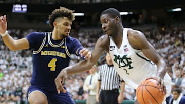 EAST LANSING, MI - JANUARY 13: Jaren Jackson Jr. #2 of the Michigan State Spartans drives to the basket while defended by Isaiah Livers #4 of the Michigan Wolverines at Breslin Center on January 13, 2018 in East Lansing, Michigan. (Photo by Rey Del Rio/Getty Images)