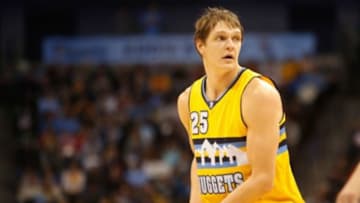 Jan 3, 2015; Denver, CO, USA; Denver Nuggets center Timofey Mozgov (25) during the game against the Memphis Grizzlies at Pepsi Center. Mandatory Credit: Chris Humphreys-USA TODAY Sports