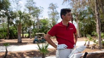 Oklahoma's Patrick Welch reacts on the 18th hole during the final round of the Calusa Cup, Tuesday, April 5, 2022, at Calusa Pines Golf Club in Naples, Fla.Georgia Tech won the tournament as a team with a score of 856 Florida's Fred Biondi and Georgia Tech's Bartley Forrester won the tournament as individuals with a score of 211.College Golf: Calusa Cup final round, April 5, 2022