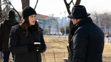 THE BLACKLIST -- "Newton Purcell (#144)" Episode 713 -- Pictured: (l-r) Megan Boone as Elizabeth Keen, James Spader as Raymond "Red" Reddington -- (Photo by: Virginia Sherwood/NBC)