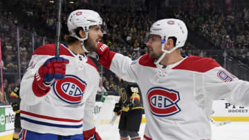 LAS VEGAS, NEVADA - OCTOBER 31: Phillip Danault #24 and Tomas Tatar #90 of Montreal Canadiens (Photo by Ethan Miller/Getty Images)