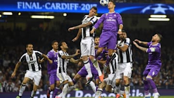 CARDIFF, WALES - JUNE 03: Cristiano Ronaldo of Real Madrid rises to meet a corner during the UEFA Champions League Final between Juventus and Real Madrid at National Stadium of Wales on June 3, 2017 in Cardiff, Wales. (Photo by Laurence Griffiths/Getty Images)