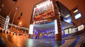 February 8, 2013; Cleveland, OH USA: General view of Quicken Loans Arena prior to the game between the Orlando Magic and Cleveland Cavaliers. Mandatory Credit: Eric P. Mull-USA TODAY Sports