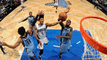 ORLANDO, FL - DECEMBER 26: Elfrid Payton #4 of the Orlando Magic goes up for a lay up against the Memphis Grizzlies on December 26, 2016 at Amway Center in Orlando, Florida. NOTE TO USER: User expressly acknowledges and agrees that, by downloading and or using this photograph, User is consenting to the terms and conditions of the Getty Images License Agreement. Mandatory Copyright Notice: Copyright 2016 NBAE (Photo by Fernando Medina/NBAE via Getty Images)