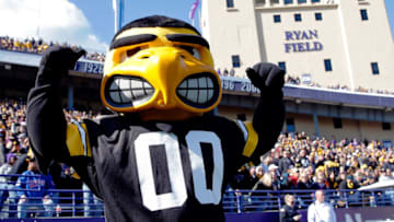 EVANSTON, IL - OCTOBER 17: Herky the Hawk of the Iowa Hawkeyes stands on the sidelines during the game between the Northwestern Wildcats and the Iowa Hawkeyes at Ryan Field on October 17, 2015 in Evanston, Illinois. (Photo by Jon Durr/Getty Images)