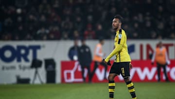MAINZ, GERMANY - JANUARY 29: Pierre-Emerick Aubameyang of Dortmund leaves the pitch during the Bundesliga match between 1. FSV Mainz 05 and Borussia Dortmund at Opel Arena on January 29, 2017 in Mainz, Germany. (Photo by Maja Hitij/Bongarts/Getty Images)