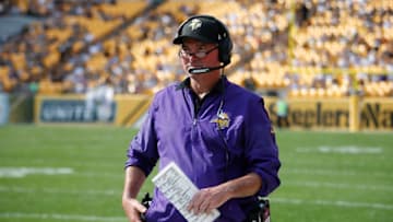 PITTSBURGH, PA - SEPTEMBER 17: Head coach Mike Zimmer of the Minnesota Vikings looks on from the sidelines in the second half during the game against the Pittsburgh Steelers at Heinz Field on September 17, 2017 in Pittsburgh, Pennsylvania. (Photo by Justin K. Aller/Getty Images)