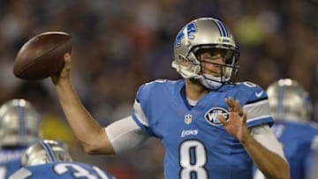 Aug 27, 2016; Baltimore, MD, USA; Detroit Lions quarterback Dan Orlovsky (8) throws during the second half against the Baltimore Ravens at M&T Bank Stadium. Mandatory Credit: Tommy Gilligan-USA TODAY Sports