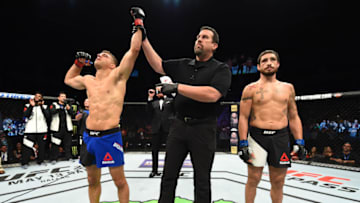 NASHVILLE, TN - APRIL 22: Al Iaquinta celebrates after his knockout victory over Diego Sanchez in their lightweight bout during the UFC Fight Night event at Bridgestone Arena on April 22, 2017 in Nashville, Tennessee. (Photo by Jeff Bottari/Zuffa LLC/Zuffa LLC via Getty Images)
