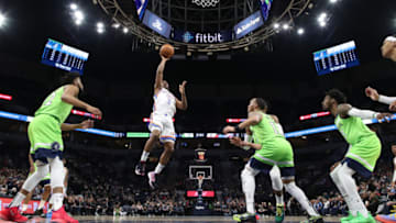 JANUARY 25: Chris Paul #3 of the OKC Thunder shoots the ball against the Minnesota Timberwolves (Photo by Jordan Johnson/NBAE via Getty Images)