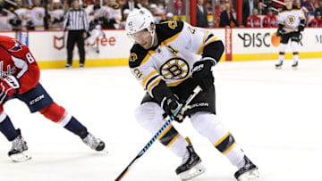 Dec 7, 2016; Washington, DC, USA; Boston Bruins center David Backes (42) skates with the puck against the Washington Capitals at Verizon Center. Mandatory Credit: Geoff Burke-USA TODAY Sports