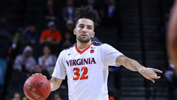 BROOKLYN, NY - MARCH 08: Virginia Cavaliers guard London Perrantes (32) during the second half of the 2017 New York Life ACC Tournament second round game between the Virginia Cavaliers and the Pittsburgh Panthers on March 8, 2017, at the Barclays Center in Brooklyn,NY. (Photo by Rich Graessle/Icon Sportswire via Getty Images)