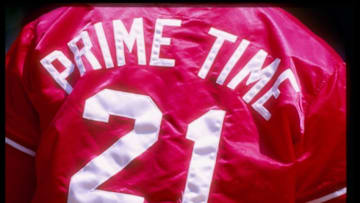21 Jul 1997: General view of the back of the uniform belonging to outfielder Deion Sanders of the Cincinnati Reds during batting practice before a game against the New York Mets at Shea Stadium in Flushing, New York. The Mets won the game 5-3. Mandatory Credit: Al Bello /Allsport