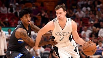 Dec 20, 2016; Miami, FL, USA; Miami Heat guard Goran Dragic (7) drives to the basket as Orlando Magic guard Elfrid Payton (4) defends during the second half at American Airlines Arena. The Magic defeated the Heat in a double overtime 136-130. Mandatory Credit: Steve Mitchell-USA TODAY Sports