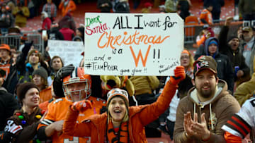 CLEVELAND, OH - DECEMBER 24: Cleveland Browns fans celebrates after defeating the San Diego Chargers 20-17 at FirstEnergy Stadium on December 24, 2016 in Cleveland, Ohio. (Photo by Jason Miller/Getty Images)