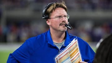 Oct 3, 2016; Minneapolis, MN, USA; New York Giants head coach Ben McAdoo looks on during the first quarter against the Minnesota Vikings at U.S. Bank Stadium. The Vikings defeated the Giants 24-10. Mandatory Credit: Brace Hemmelgarn-USA TODAY Sports