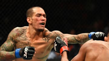 DETROIT, MI - DECEMBER 02: (L-R) Yancy Medeiros punches Alex Oliveira of Brazil in their welterweight bout during the UFC 218 event inside Little Caesars Arena on December 02, 2017 in Detroit, Michigan. (Photo by Josh Hedges/Zuffa LLC/Zuffa LLC via Getty Images)
