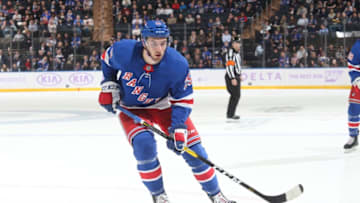 NEW YORK, NY - NOVEMBER 26: Tim Gettinger #25 of the New York Rangers skates against the Ottawa Senators at Madison Square Garden on November 26, 2018 in New York City. (Photo by Jared Silber/NHLI via Getty Images)