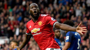 MANCHESTER, ENGLAND - SEPTEMBER 17: Romelu Lukaku of Manchester United celebrates scoring his sides third goal during the Premier League match between Manchester United and Everton at Old Trafford on September 17, 2017 in Manchester, England. (Photo by Stu Forster/Getty Images)