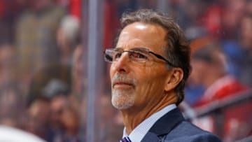 CALGARY, AB - MARCH 29: The Columbus Blue Jackets Coach John Tortorella in an NHL game on March 29, 2018 at the Scotiabank Saddledome in Calgary, Alberta, Canada. (Photo by Gerry Thomas/NHLI via Getty Images)