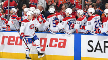 EDMONTON, AB - NOVEMBER 13: Max Domi #13 of the Montreal Canadiens celebrates after a goal during the game against the Edmonton Oilers on November 13, 2018 at Rogers Place in Edmonton, Alberta, Canada. (Photo by Andy Devlin/NHLI via Getty Images)