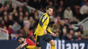MIDDLESBROUGH, ENGLAND - APRIL 17: Aaron Ramsey of Arsenal during the Premier League match between Middlesbrough and Arsenal at Riverside Stadium on April 17, 2017 in Middlesbrough, England. (Photo by Stuart MacFarlane/Arsenal FC via Getty Images)