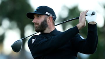 PACIFIC PALISADES, CALIFORNIA - FEBRUARY 17: Dustin Johnson watches his tee shot on the second hole during a Pro-Am before the Genesis Invitational on February 17, 2021 at the Riviera Country Club in Pacific Palisades, California. (Photo by Steph Chambers/Getty Images)
