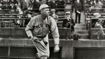 Babe Ruth pitching for Boston.