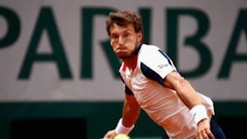 PARIS, FRANCE - JUNE 04: Pablo Carreno Busta of Spain plays a forehand during the mens singles fourth round match against Milos Raonic of Canada on day eight of the 2017 French Open at Roland Garros on June 4, 2017 in Paris, France. (Photo by Adam Pretty/Getty Images)