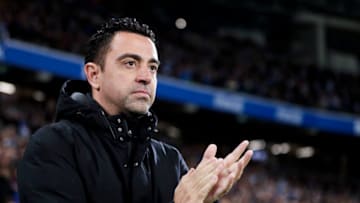 SAN SEBASTIAN, SPAIN - APRIL 21: coach Xavi Hernandez of FC Barcelona during the La Liga Santander match between Real Sociedad v FC Barcelona at the Estadio Reale Arena on April 21, 2022 in San Sebastian Spain (Photo by David S. Bustamante/Soccrates/Getty Images)