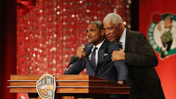 SPRINGFIELD, MA - SEPTEMBER 07: Naismith Memorial Basketball Hall of Fame Class of 2018 enshrinee Maurice Cheeks reacts as he speaks during the 2018 Basketball Hall of Fame Enshrinement Ceremony at Symphony Hall on September 7, 2018 in Springfield, Massachusetts. (Photo by Maddie Meyer/Getty Images)