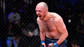 LAS VEGAS, NEVADA - OCTOBER 12: Viacheslav Borshchev reacts after his knockout victory over Chris Duncan in a lightweight fight during Dana White's Contender Series season five, week seven at UFC APEX on October 12, 2021 in Las Vegas, Nevada. (Photo by Chris Unger/Zuffa LLC)