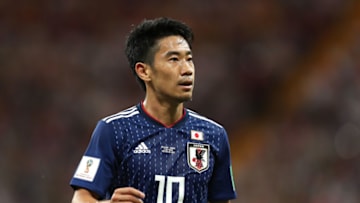 ROSTOV-ON-DON, RUSSIA - JULY 02: Shinji Kagawa of Japan looks on during the 2018 FIFA World Cup Russia Round of 16 match between Belgium and Japan at Rostov Arena on July 2, 2018 in Rostov-on-Don, Russia. (Photo by Catherine Ivill/Getty Images)