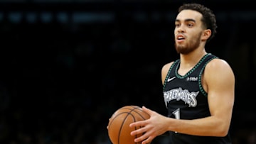 BOSTON, MASSACHUSETTS - JANUARY 02: Tyus Jones #1 of the Minnesota Timberwolves. (Photo by Maddie Meyer/Getty Images)